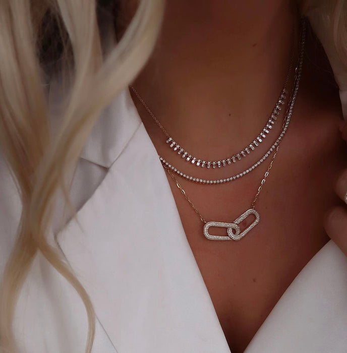 Diamond Interlock Link Necklace
