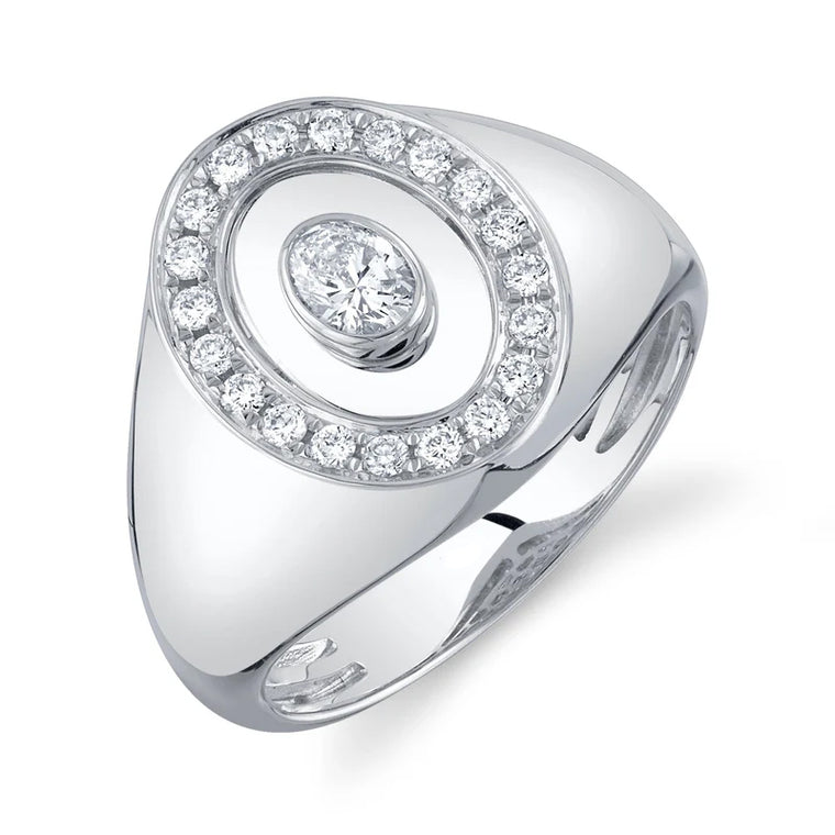 Oval Diamond Signet Ring