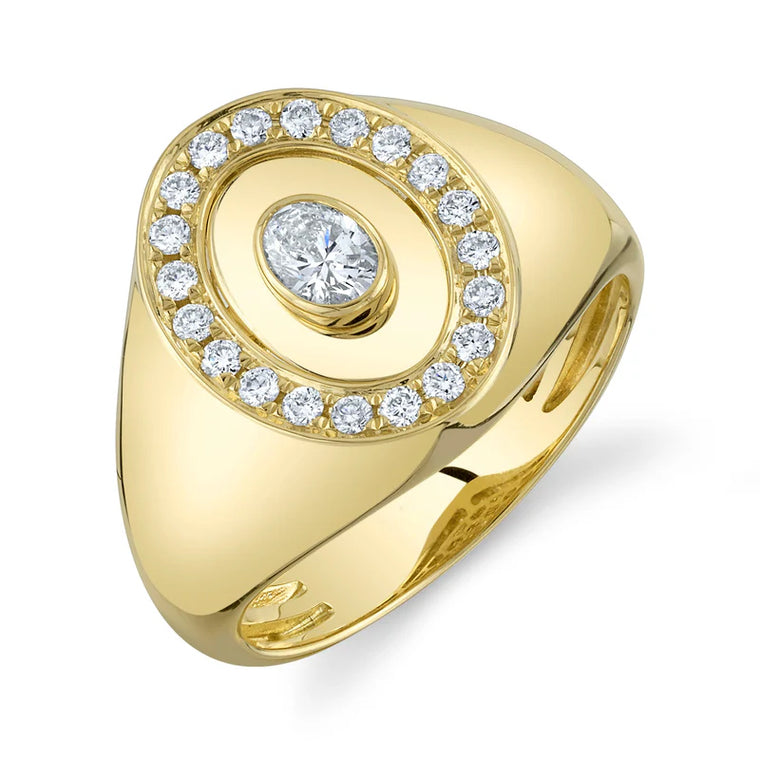 Oval Diamond Signet Ring