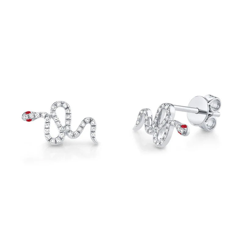 Diamond and Ruby Snake Studs