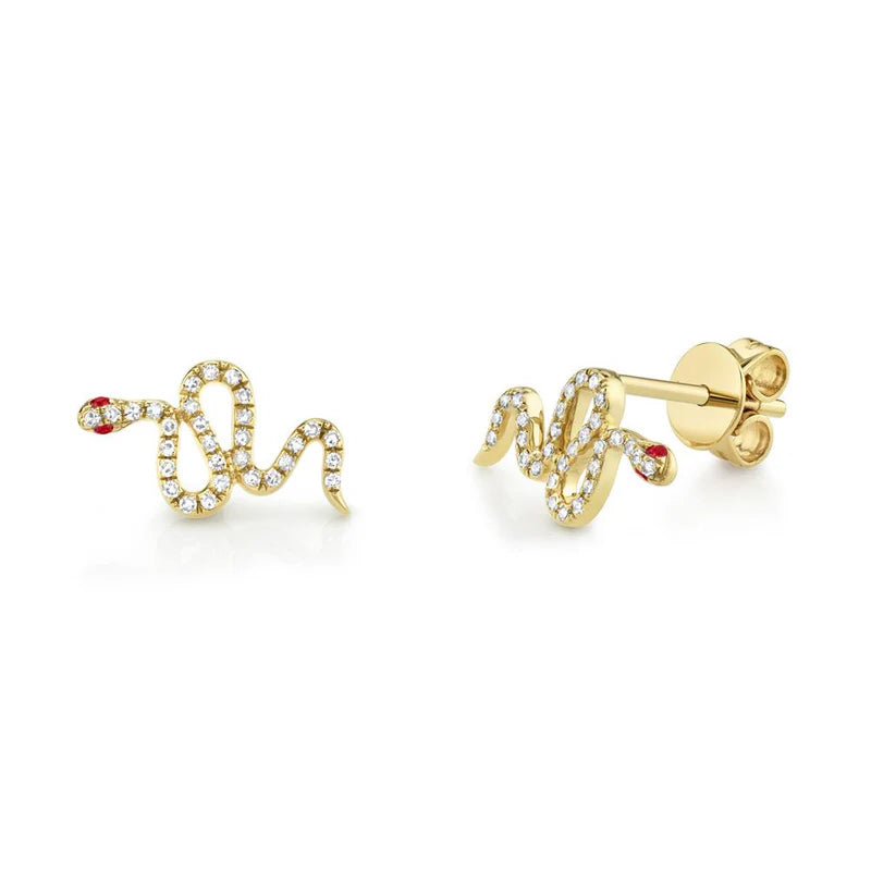 Diamond and Ruby Snake Studs