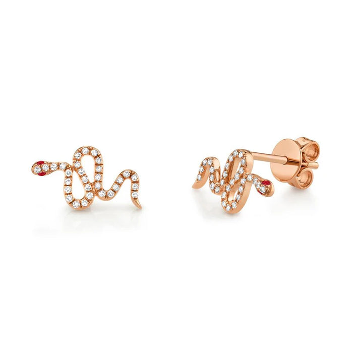 Diamond and Ruby Snake Studs