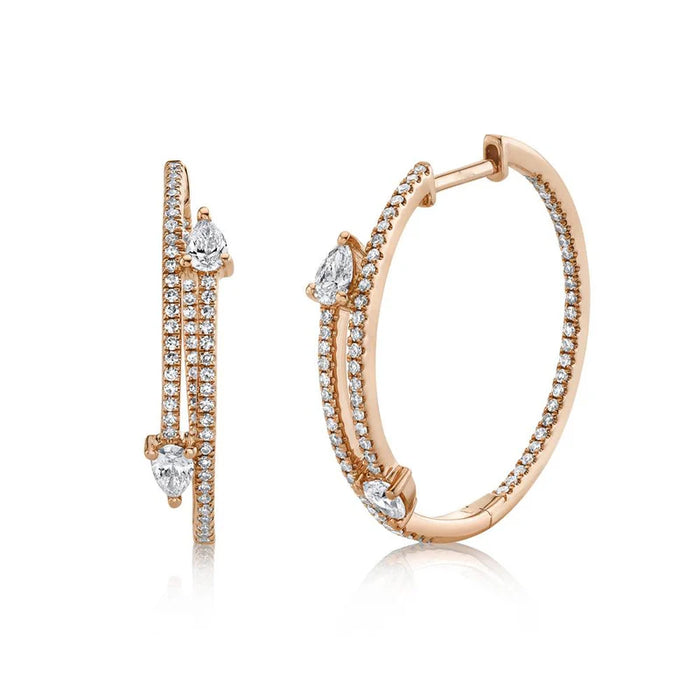 Pear Diamond Hoops