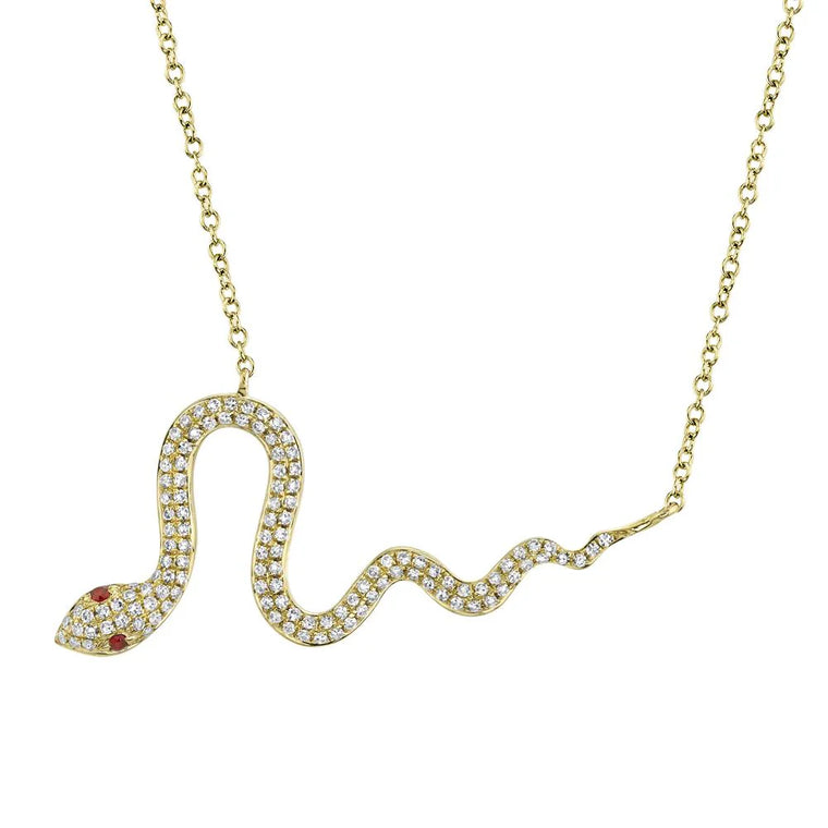 Diamond and Ruby Snake Necklace 