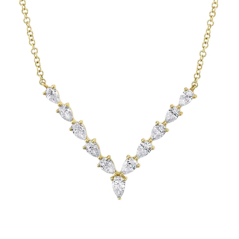 Pear Diamond V Necklace