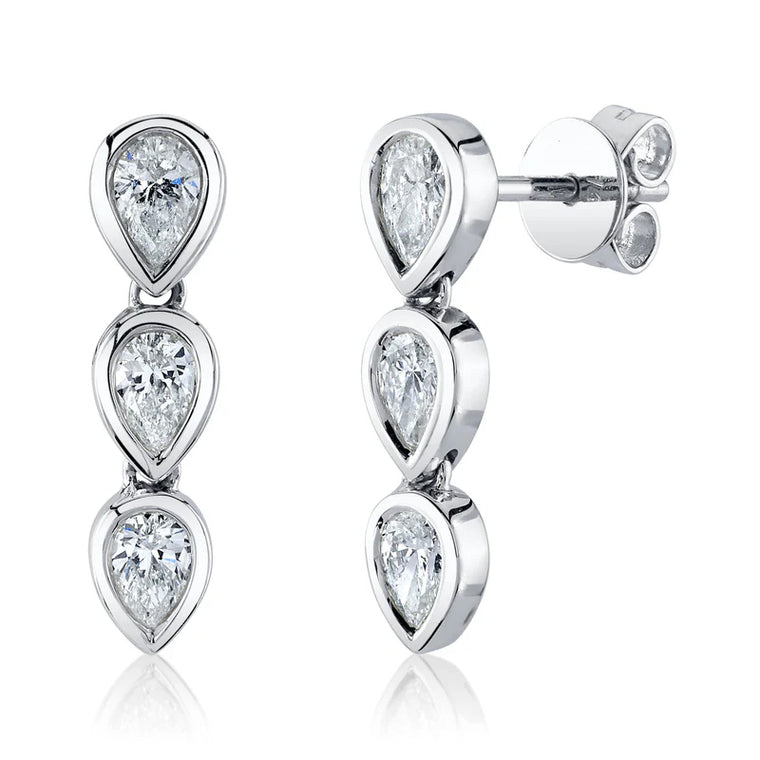 Diamond Bezel Pear Stud Earring