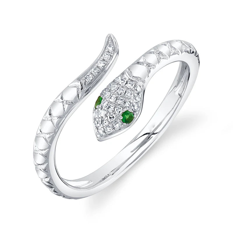 Emerald and Diamond Snake Ring