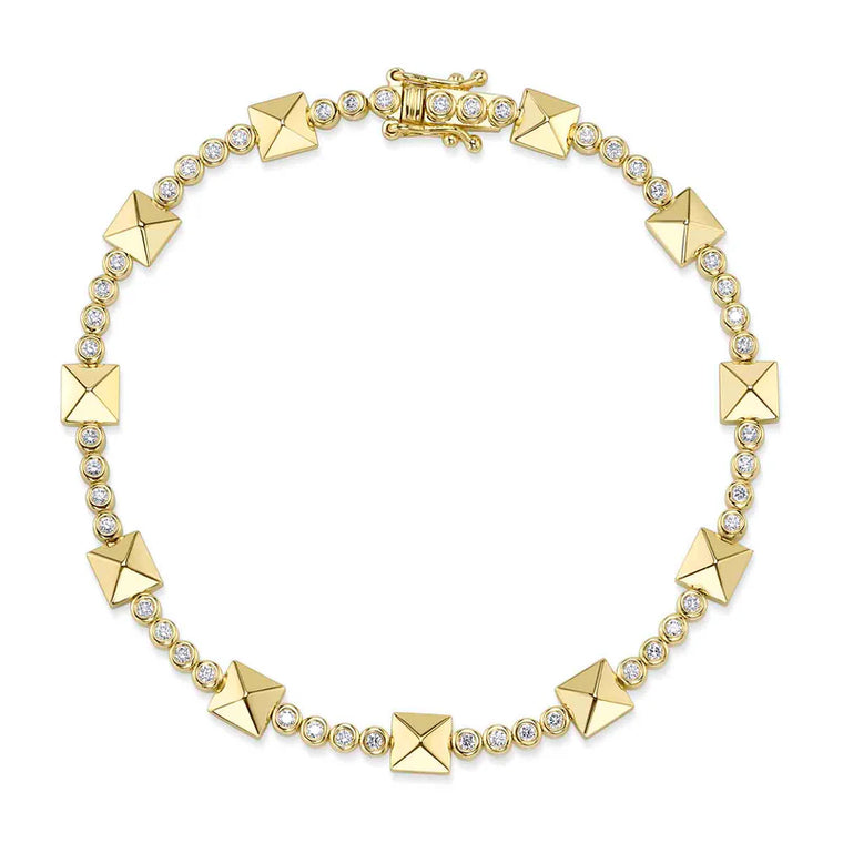 Diamond Bezel Pyramid Geo Bracelet