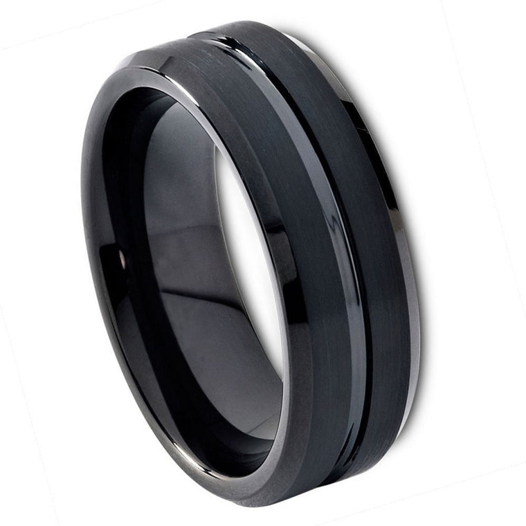 Black Tungsten Shiny Grooves