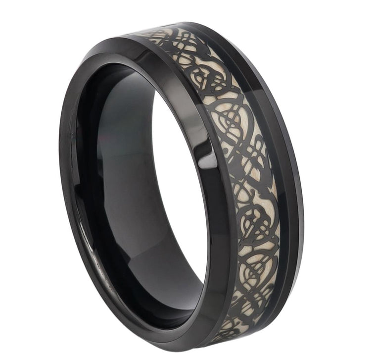 Black Tungsten Celtic Cut-Out Inlay