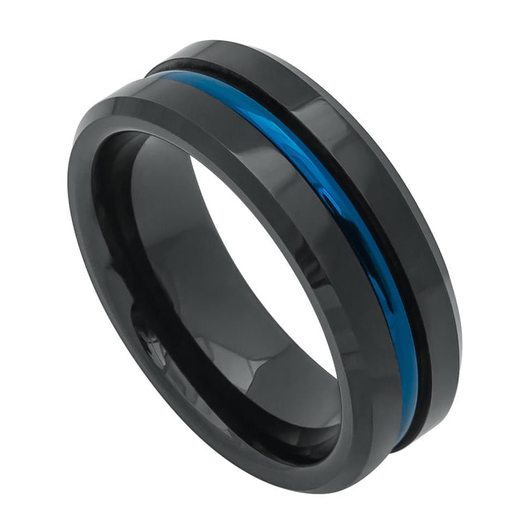 Black Tungsten with Blue Groove